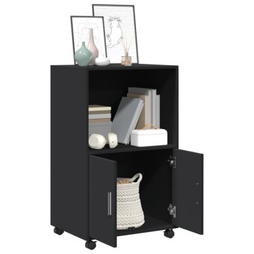 vidaXL Ντουλάπι Τροχήλατο Μαύρο 55x40x91cm από Επεξ. Ξύλο 1 τεμ.