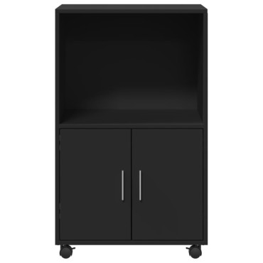 vidaXL Ντουλάπι Τροχήλατο Μαύρο 55x40x91cm από Επεξ. Ξύλο 1 τεμ.
