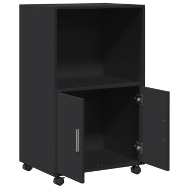 vidaXL Ντουλάπι Τροχήλατο Μαύρο 55x40x91cm από Επεξ. Ξύλο 1 τεμ.