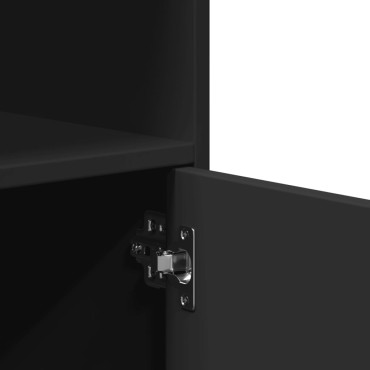 vidaXL Ντουλάπι Τροχήλατο Μαύρο 55x40x91cm από Επεξ. Ξύλο 1 τεμ.
