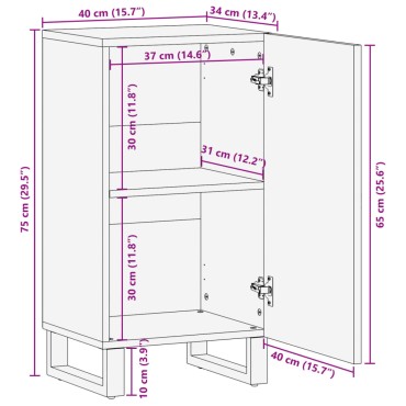 vidaXL Ντουλάπι 40x34x75cm από Μασίφ Ξύλο Ακακίας 1 τεμ.