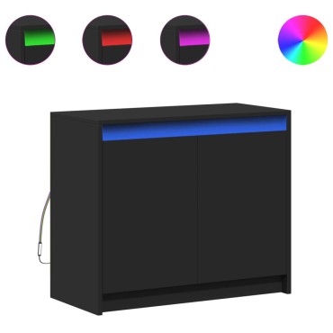 vidaXL Ντουλάπι με Φώτα LED Μαύρη 72x34x61cm Επεξεργασμένο Ξύλο 1 τεμ.