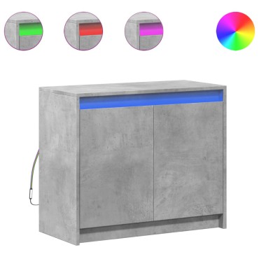 vidaXL Ντουλάπι με Φώτα LED Γκρι Σκυρ. 72x34x61cm Επεξεργασμένο Ξύλο 1 τεμ.