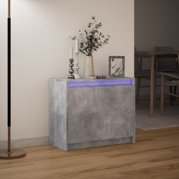 vidaXL Ντουλάπι με Φώτα LED Γκρι Σκυρ. 72x34x61cm Επεξεργασμένο Ξύλο 1 τεμ.