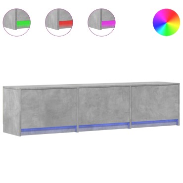 vidaXL Έπιπλο Τηλεόρασης με LED Γκρι Σκυρ. 165x34x40cm Επεξ. Ξύλο