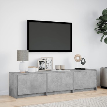 vidaXL Έπιπλο Τηλεόρασης με LED Γκρι Σκυρ. 165x34x40cm Επεξ. Ξύλο