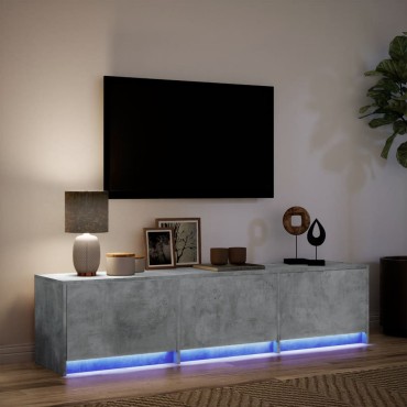 vidaXL Έπιπλο Τηλεόρασης με LED Γκρι Σκυρ. 165x34x40cm Επεξ. Ξύλο