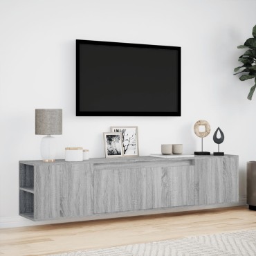 vidaXL Έπιπλο Τοίχου Τηλεόρασης με LED Γκρι Sonoma 180x31x39,5cm