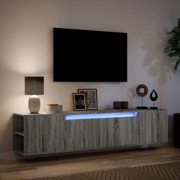 vidaXL Έπιπλο Τοίχου Τηλεόρασης με LED Γκρι Sonoma 180x31x39,5cm