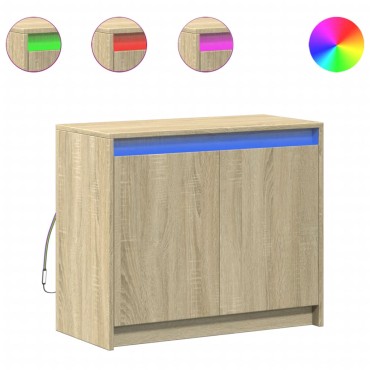 vidaXL Ντουλάπι με Φώτα LED Sonoma Δρυς 72x34x61cm Επεξεργασμένο Ξύλο 1 τεμ.