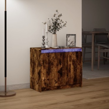 vidaXL Ντουλάπι με Φώτα LED Δρυς 72x34x61cm Επεξεργασμένο Ξύλο 1 τεμ.