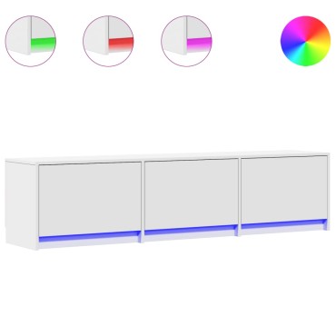 vidaXL Έπιπλο Τηλεόρασης με LED Λευκό 165x34x40cm από Επεξ. Ξύλο