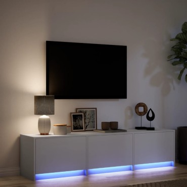 vidaXL Έπιπλο Τηλεόρασης με LED Λευκό 165x34x40cm από Επεξ. Ξύλο