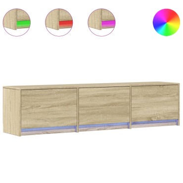 vidaXL Έπιπλο Τηλεόρασης με LED Sonoma Δρυς 165x34x40cm Επεξ. Ξύλο