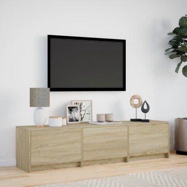 vidaXL Έπιπλο Τηλεόρασης με LED Sonoma Δρυς 165x34x40cm Επεξ. Ξύλο