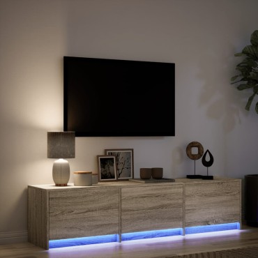 vidaXL Έπιπλο Τηλεόρασης με LED Sonoma Δρυς 165x34x40cm Επεξ. Ξύλο
