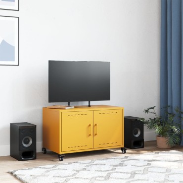 vidaXL Έπιπλο Τηλεόρασης Μουσταρδί Κίτρινο 68x39x43,5cm από Ατσάλι