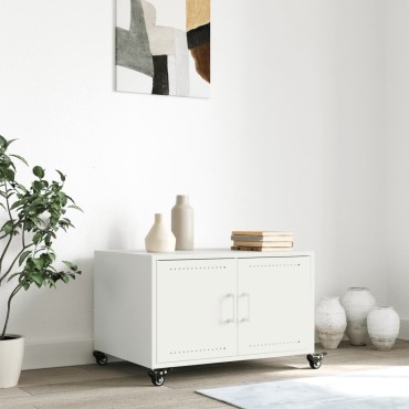 vidaXL Τραπεζάκι Σαλονιού Λευκό 68x50x43,5cm από Ατσάλι 1 τεμ.