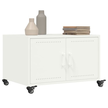 vidaXL Τραπεζάκι Σαλονιού Λευκό 68x50x43,5cm από Ατσάλι 1 τεμ.