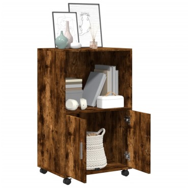 vidaXL Ντουλάπι Με Ροδάκια Καπνιστή Δρυς 55x40x91cm Επεξ. Ξύλο 1 τεμ.