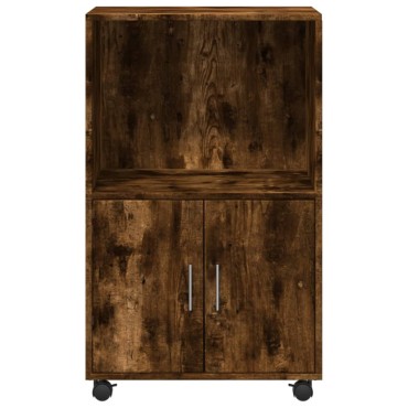 vidaXL Ντουλάπι Με Ροδάκια Καπνιστή Δρυς 55x40x91cm Επεξ. Ξύλο 1 τεμ.