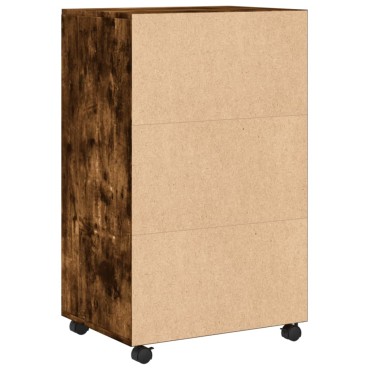 vidaXL Ντουλάπι Με Ροδάκια Καπνιστή Δρυς 55x40x91cm Επεξ. Ξύλο 1 τεμ.