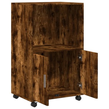 vidaXL Ντουλάπι Με Ροδάκια Καπνιστή Δρυς 55x40x91cm Επεξ. Ξύλο 1 τεμ.