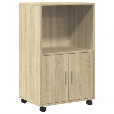 vidaXL Ντουλάπι Τροχήλατο Sonoma Δρυς 55x40x91cm από Επεξ. Ξύλο 1 τεμ.