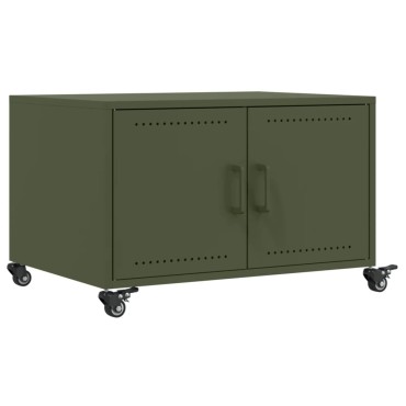 vidaXL Τραπεζάκι Σαλονιού Πράσινο Λαδί 68x50x43,5cm από Ατσάλι 1 τεμ.