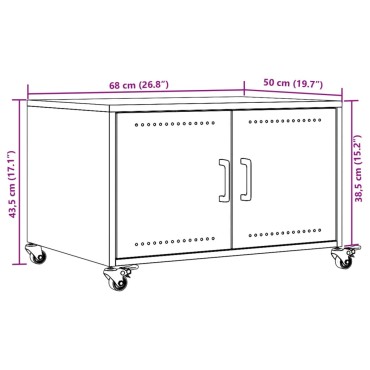 vidaXL Τραπεζάκι Σαλονιού Πράσινο Λαδί 68x50x43,5cm από Ατσάλι 1 τεμ.