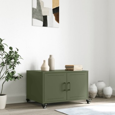 vidaXL Τραπεζάκι Σαλονιού Πράσινο Λαδί 68x50x43,5cm από Ατσάλι 1 τεμ.