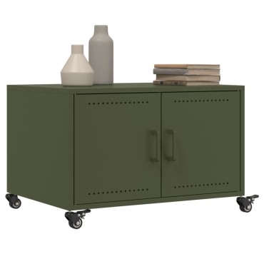 vidaXL Τραπεζάκι Σαλονιού Πράσινο Λαδί 68x50x43,5cm από Ατσάλι 1 τεμ.