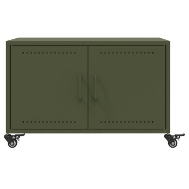 vidaXL Τραπεζάκι Σαλονιού Πράσινο Λαδί 68x50x43,5cm από Ατσάλι 1 τεμ.