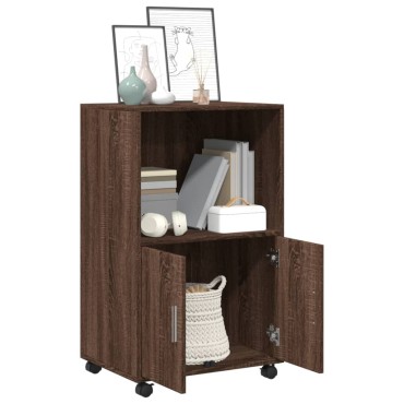 vidaXL Ντουλάπι Τροχήλατο Καφέ Δρυς 55x40x91cm από Επεξ. Ξύλο 1 τεμ.