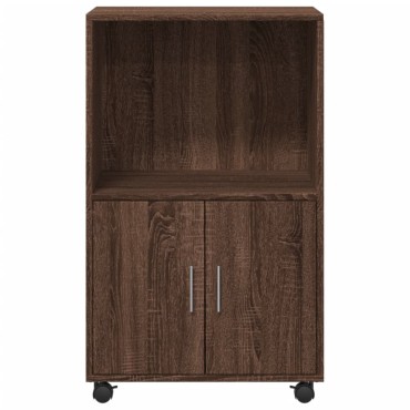 vidaXL Ντουλάπι Τροχήλατο Καφέ Δρυς 55x40x91cm από Επεξ. Ξύλο 1 τεμ.