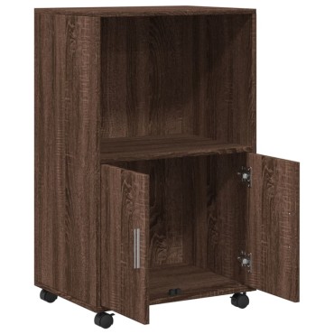 vidaXL Ντουλάπι Τροχήλατο Καφέ Δρυς 55x40x91cm από Επεξ. Ξύλο 1 τεμ.