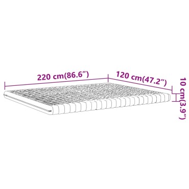 vidaXL Στρώμα Αφρού 7 Ζωνών Σκληρότητα 20 ILD Λευκό 120x220cm 1 τεμ. - Μονό