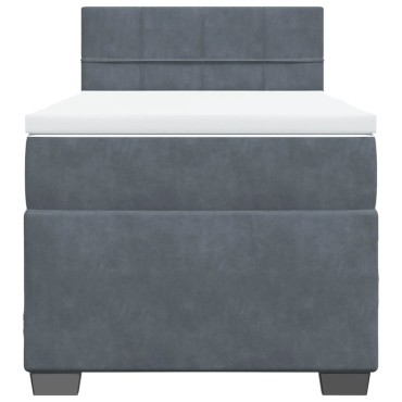 vidaXL Κρεβάτι Boxspring με Στρώμα Σκούρο Γκρι 90x200 εκ. Βελούδινο
