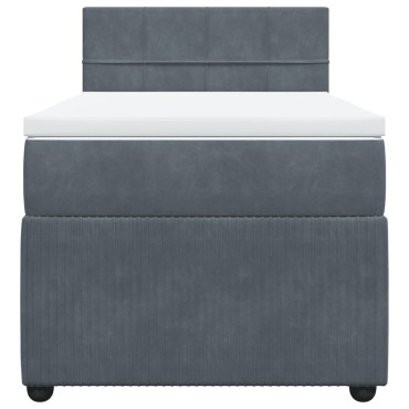 vidaXL Κρεβάτι Boxspring με Στρώμα Σκούρο Γκρι 90x190 εκ. Βελούδινο