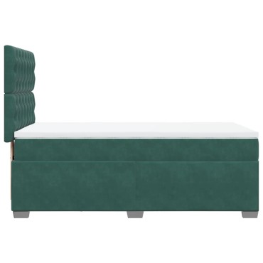 vidaXL Κρεβάτι Boxspring με Στρώμα Σκούρο Πράσινο 90x200 εκ. Βελούδινο