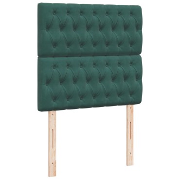 vidaXL Κρεβάτι Boxspring με Στρώμα Σκούρο Πράσινο 90x200 εκ. Βελούδινο