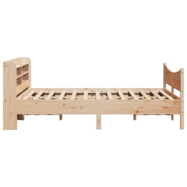 vidaXL Πλαίσιο Κρεβατιού με Κεφαλάρι 140x200cm από Μασίφ Ξύλο Πεύκου 1 τεμ. - Διπλό