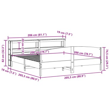 vidaXL Σκελετός Κρεβ. Χωρίς Στρώμα Καφέ Κεριού 200x200cm Μασίφ Πεύκο 1 τεμ. - Διπλό
