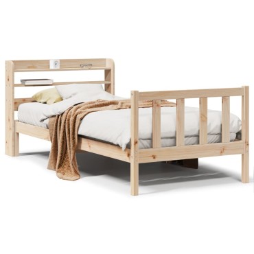 vidaXL Σκελετός Κρεβατιού Χωρίς Στρώμα 75x190cm Μασίφ Ξύλο Πεύκου 1 τεμ. - Μονό