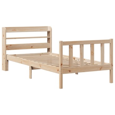 vidaXL Σκελετός Κρεβατιού Χωρίς Στρώμα 75x190cm Μασίφ Ξύλο Πεύκου 1 τεμ. - Μονό