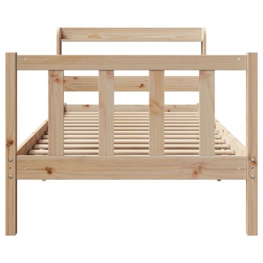 vidaXL Σκελετός Κρεβατιού Χωρίς Στρώμα 75x190cm Μασίφ Ξύλο Πεύκου 1 τεμ. - Μονό