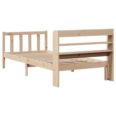 vidaXL Σκελετός Κρεβατιού Χωρίς Στρώμα 75x190cm Μασίφ Ξύλο Πεύκου 1 τεμ. - Μονό