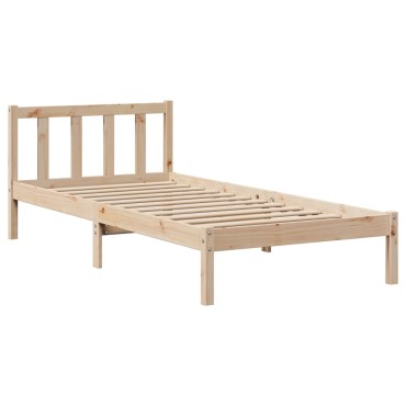 vidaXL Σκελετός Κρεβατιού Χωρίς Στρώμα 75x190cm Μασίφ Ξύλο Πεύκου 1 τεμ. - Μονό