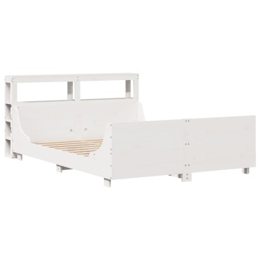 vidaXL Σκελετός Κρεβ. Χωρίς Στρώμα Λευκό 160x200cm Μασίφ Πεύκο 1 τεμ. - Διπλό