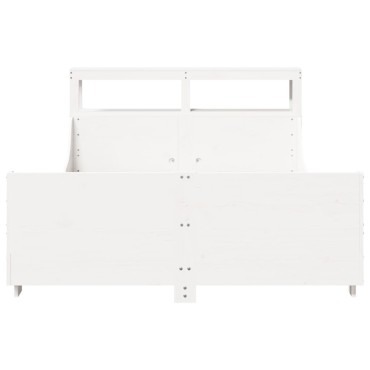 vidaXL Σκελετός Κρεβ. Χωρίς Στρώμα Λευκό 160x200cm Μασίφ Πεύκο 1 τεμ. - Διπλό